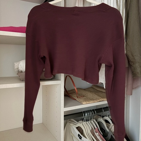 Monrow - Brushed Ribbed Cropped Cardi - Picture 2 of 2